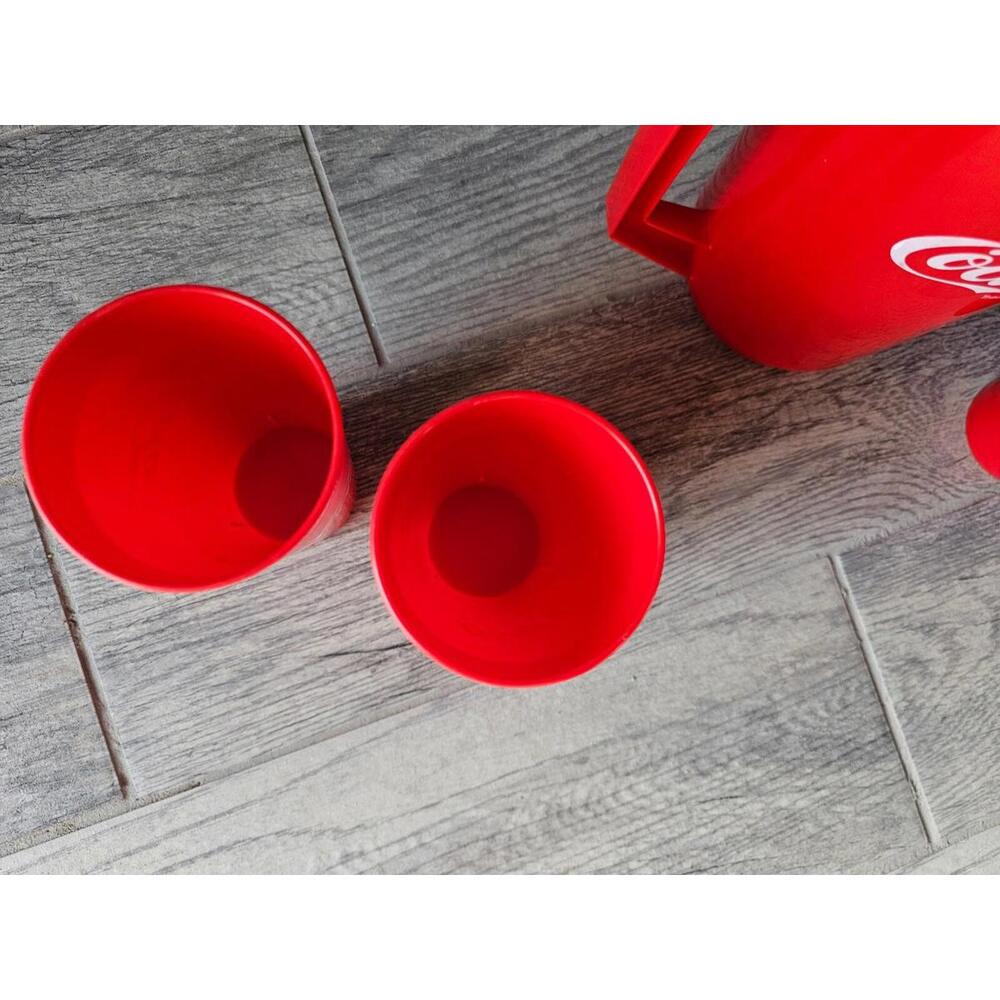 Alladinwear Vintage Enjoy Coca Cola Red Pitcher & Cup Set (5 Pieces) 2.5 QT - Picture 5 of 12